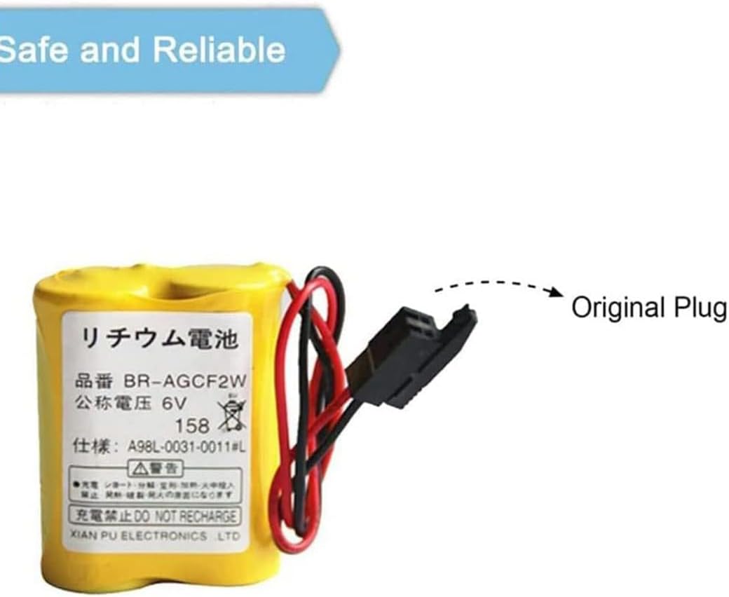 5-Pack BR-AGCF2W 6V 2200mAH Lithium Battery/A98L-0031-0011 for FANUC BR-AGCF2W Lithium Battery with Black Plug