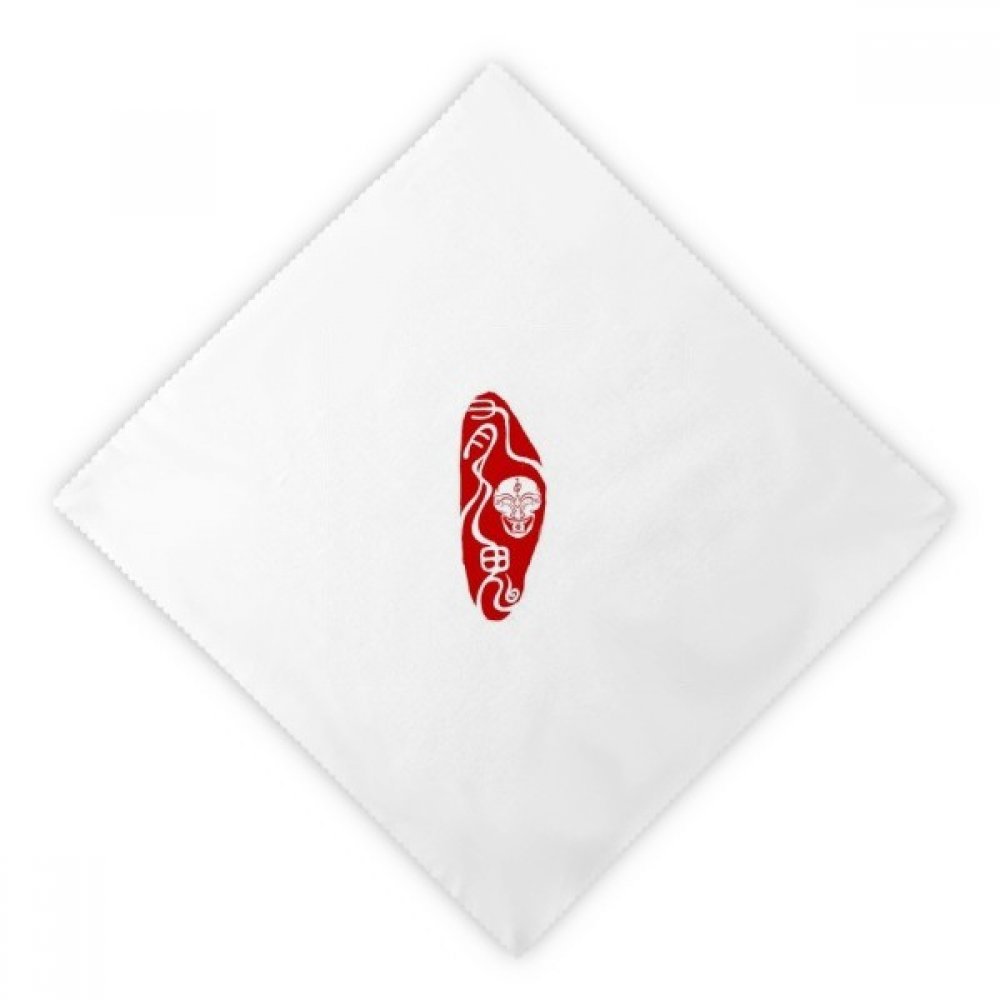 Servilletas de tela blancas lavables para cena, diseño de máscara de demonio chino 2 uds