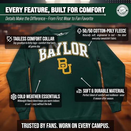 Image of NCAA College Sweatshirt Fleece Crewneck Pullover for Men and Women | Officially licensed NCAA college gameday crewneck pullover - 9 oz fleece lined sweatshirt with arch and logo design