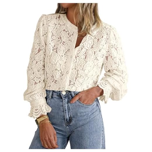 Trendy Women's Lace Button-Up Blouse