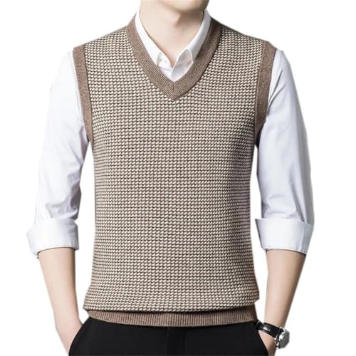 Men 14% Wool Knit Tank Sleeveless Sweater Jumpers Thick For Winter V Neck Retro Vest2