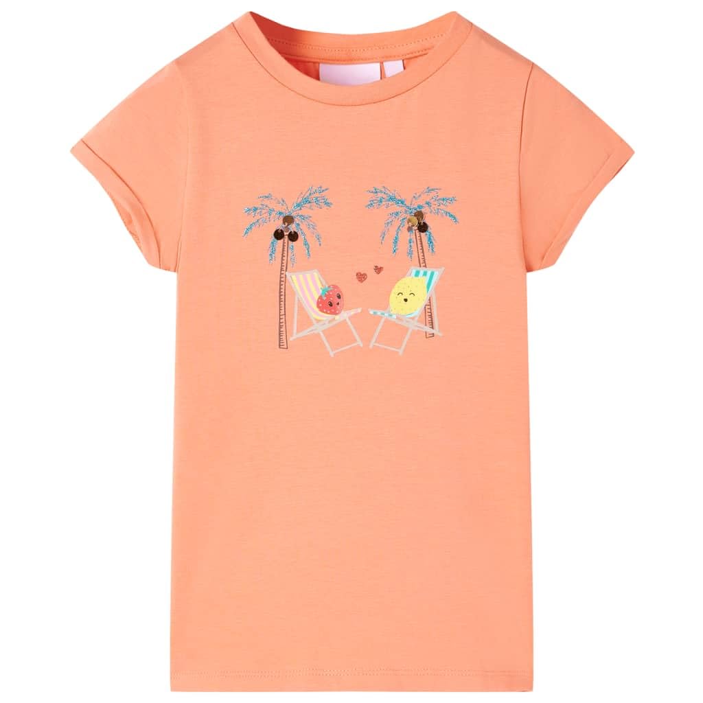 Vidaxl Peach Kids' T-Shirt Toddler Children's T Shirt Kids’ Top Cartoon Design 140