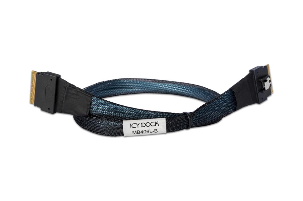 ICY DOCK MB406L-B - Cavo dati SlimSAS SFF-8654 8i a 1 SlimSAS SFF-8654 8i, lunghezza 50 cm