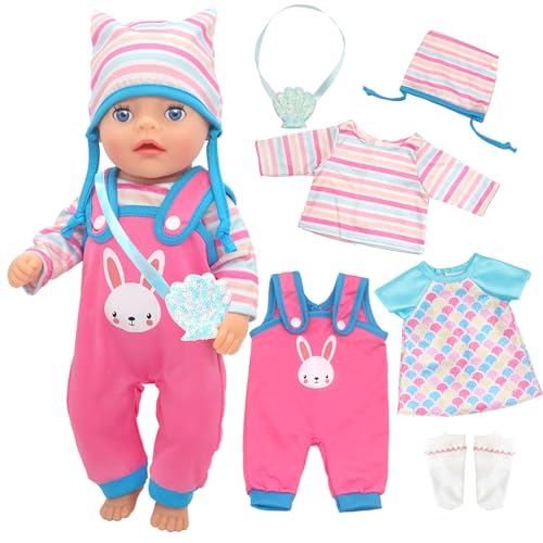Kleidung Outfits für 12-14 Zoll Baby Puppen, 6 Bunny Baby Puppen Kleidung...