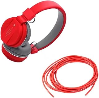 Combo Pack of 2 Items - Comfortable On-Ear Bluetooth Wireless Headphone, Flexible 1mm Copper Wire for Home or Domestic Industrial Electric Wiring, Electric Wire-5Feet (Red Color)