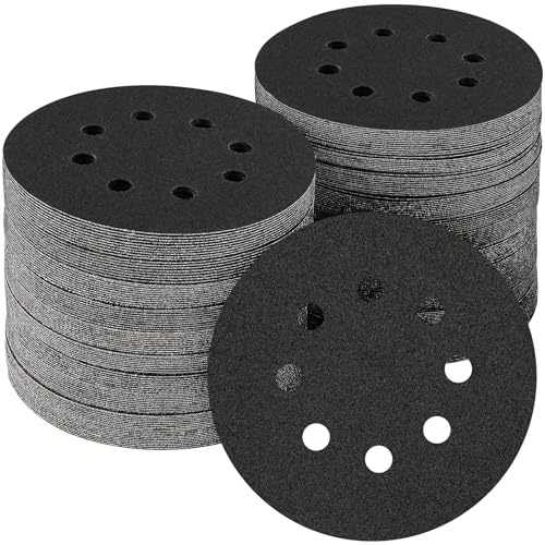 POTUINOM 100PCS 5 inch Silicon Carbide Sanding Discs 120 Grit, Wet Dry Orbital 5 Sander Hook and Loop Sandpaper Disc, Best for Metal,Automotive,Wood Polishing