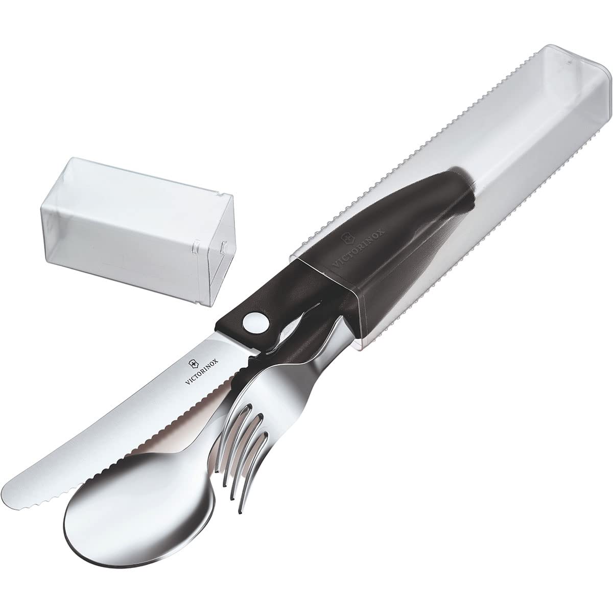 Victorinox Classic Jeu de Couverts, 3 Pièces, Couteau, Fourchette, Cuillère, Noir, Acier Inoxydable