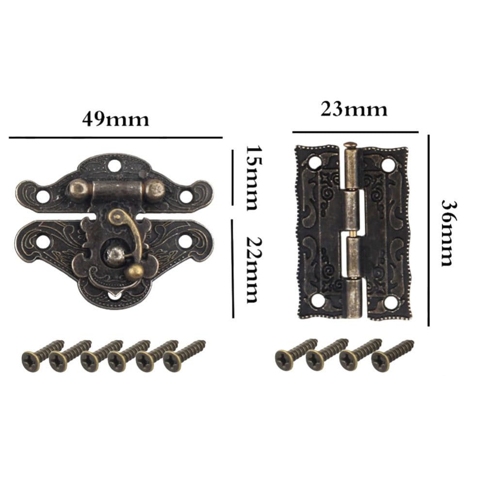 6 bisagras de puerta de gabinete de bronce antiguo para bisagras de muebles de caja de bricolaje con tornillos, pestillo de caja de madera, herrajes para muebles, 6 piezas, CHINA (6 piezas 1)