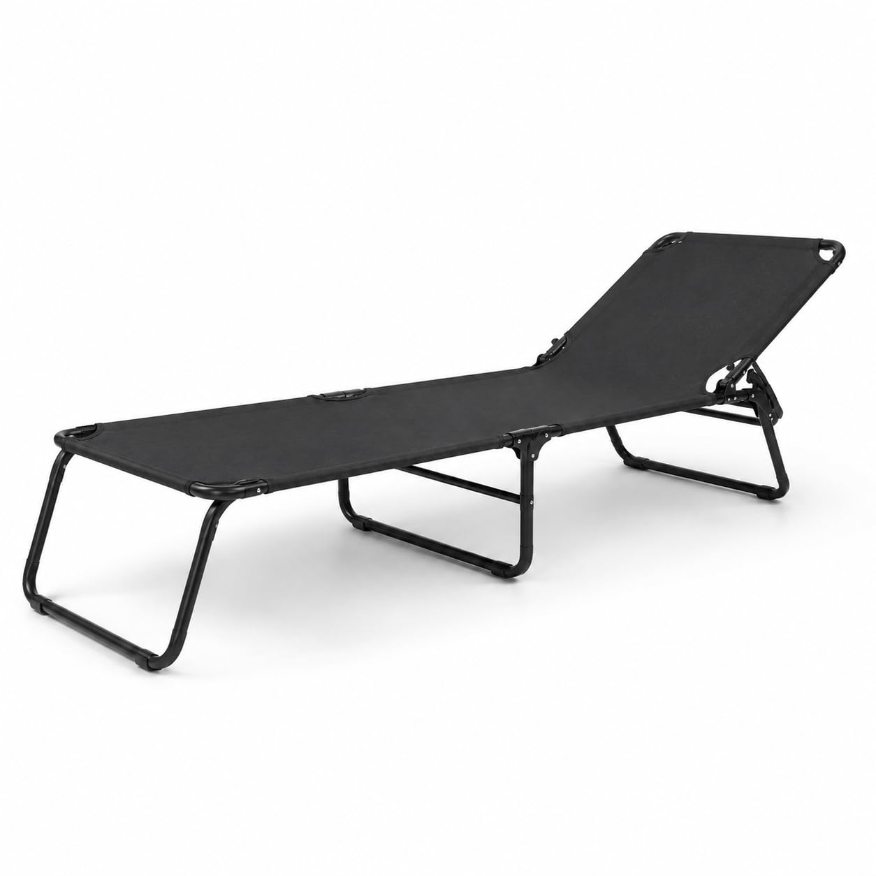 Lettino Pieghevole Prendisole Senza Tettuccio Parasole Schienale Reclinabile Regolabile Struttura In Metallo Nero Sedia Sdraio Per Spiaggia Mare Giardino Piscina 187 x 53 x 24 Cm Nero