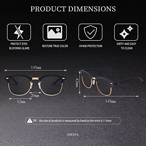 Image of Classic Semi Rimless Polarized Sunglasses for Men Women Half Frame Retro Driving Sun Glasses NP1006