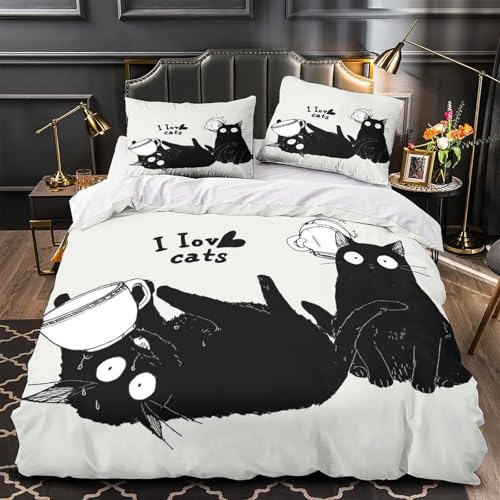 Parure de lit chat 3D microfibre résistante et douce 135x200 - 2