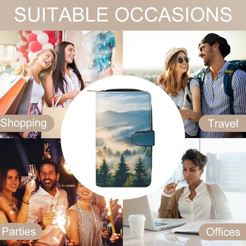 Sunrise Misty Forests Women's Long Wallets Leather Card Holder Purse Zippered Buckle Clutch Handbag4