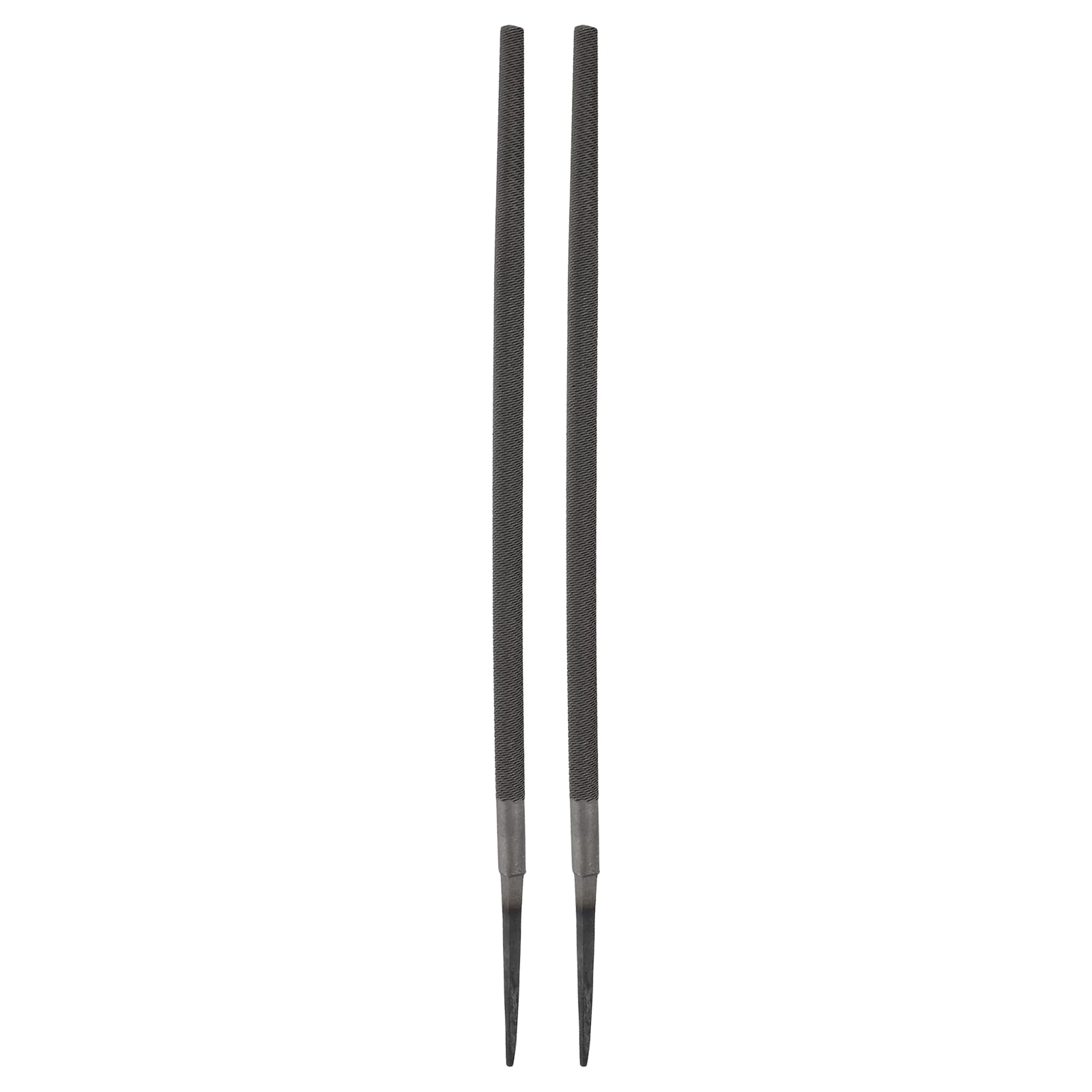 sourcing map 2 Pcs 10" Round Fine Cut File Double Cut Teeth Fine Metal File High Carbon Steel T12 Without Handle for Metal Wood Finishing Roughing, Grey