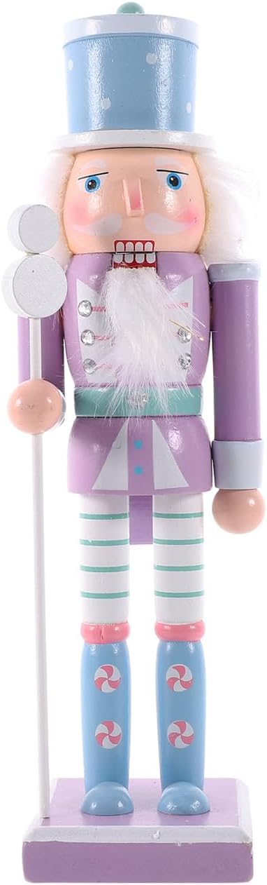 Cabilock Christmas Nutcracker Ornament 9.8 Inch Purple Wooden Nutcracker Soldier Figures Christmas Decor Doll Ornament for Xmas Party Desktop Home Decor