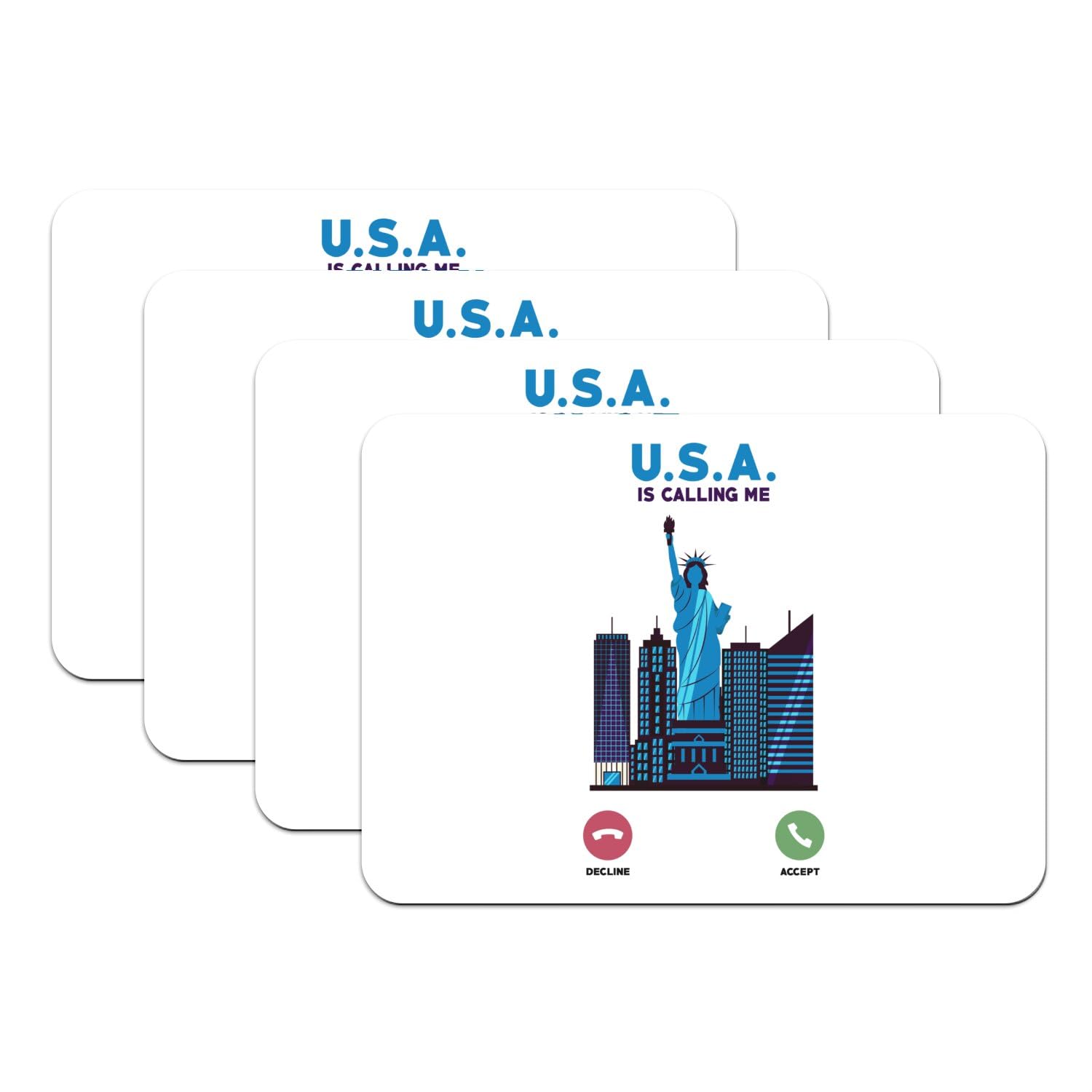 Set de table New York lot de 4 caoutchouc blanc USA grand format