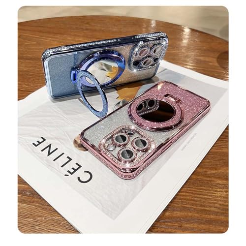 Coque iPhone 13 Pro béquille antichoc miroir de luxe