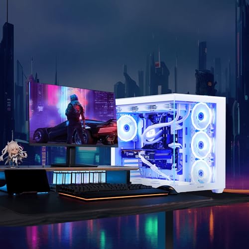 Image of MLOONG X-Dragon Gaming PC Desktop, AMD Ryzen 7 9800X3D 8 core 4.7GHz(up to 5.2GHz), GeForce RTX 5070Ti 16GB, 32GB DDR5 RAM 6000MHz, 2TB NVME SSD, 850W PSU, Windows 11 Home 64-bit, White