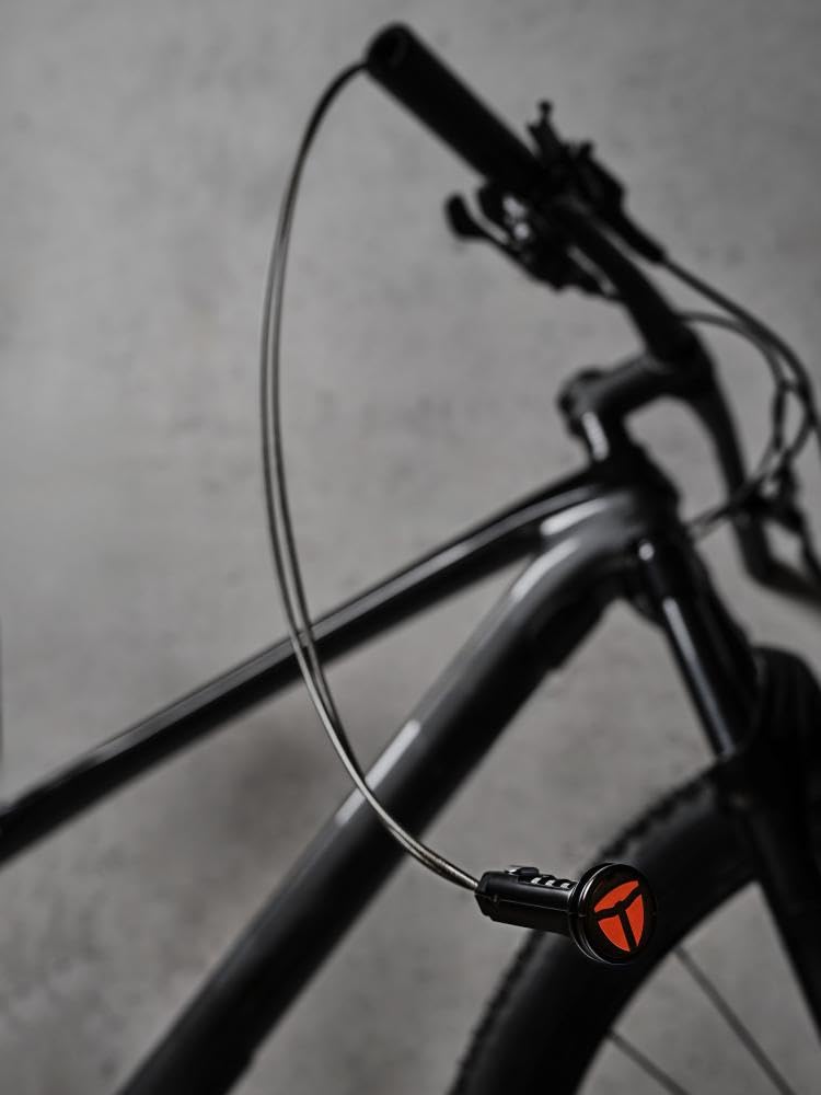 Antivol de vélo au guidon - 130 cm - Serrure à combinaison - Discret et léger - Pour guidon droit - Aluminium/carbone - Haute protection antivol