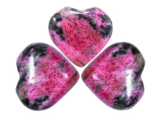 Image of Crystal Heaven Rhodonite Crystal Heart Palm Pebbles Stones For Anxiety Stress Relief Massage - Aaa Grade Original Healing Gemstone Agate Heart Palm Stone For Yoga Meditation Spiritual