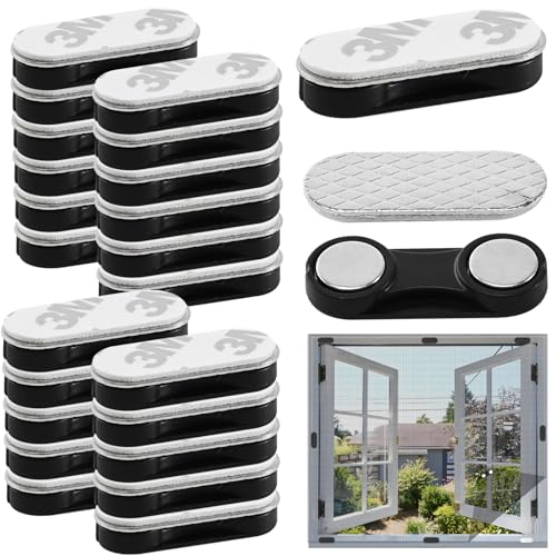 Joycabin 24 Pièces Clips de Moustiquaire, Aimants pour Fixation de Moustiquaire, Clips de Rideau Magnétiques Autocollants, Aimant DIY pour Moustiquaire...