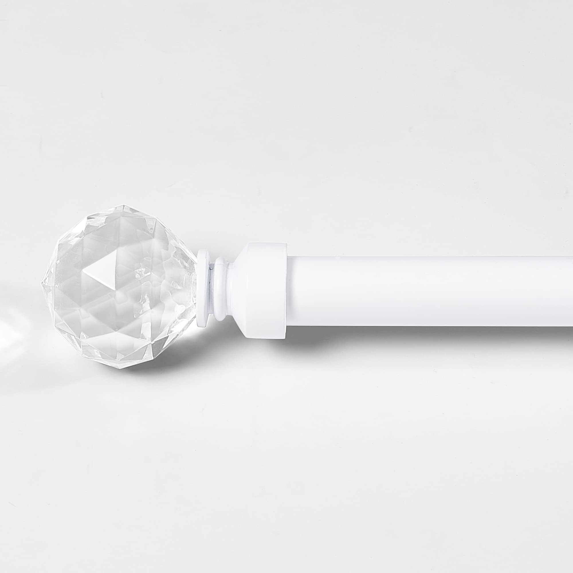 PONY DANCESingle Curtain Rod Window Treatment Set, Diameter 1" Pole with Crystal Diamond Ends Romantiques, Matte White, 72-144 inches