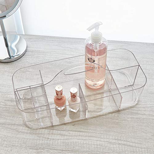 Image of iDesign Clarity Cosmetic Organizer Tote for Vanity Cabinet to Hold Makeup, Beauty Products - Clear 14.5 inch x 7 inch x 5.75 inch (Pack of 4)