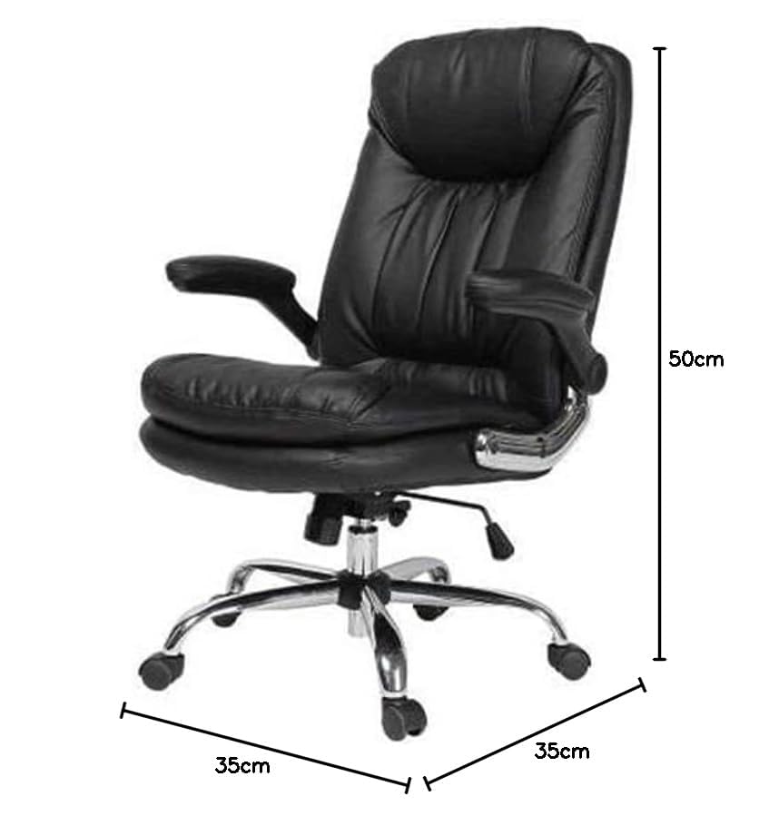 Image of Roar-Wood Ergonomic High Back Premium Leatherette Office Executive Boss Chair with Padded Armrests, Cushion Seat, Tilt Lock | Metal Base | Chair for Work Home Study Desk - Black