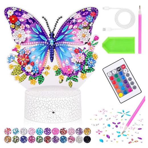 Cadeau Fille 10 6 8 5 7 9 Ans: Jouet Enfant 5 6 7 8 9 Ans Diamond Painting Lampe Enfant Veilleuse Papillon Loisirs Créatifs Fille 10-11-12 An Activités Manuelles Idee Cadeaux Anniversaire Deco Chambre