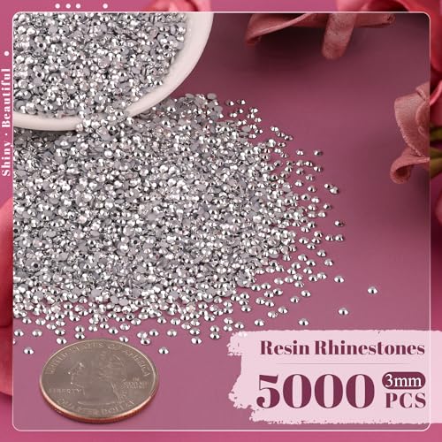 Cristales de parte trasera plana contra el desprendimiento, 5000 gemas de resina de 3 mm 3