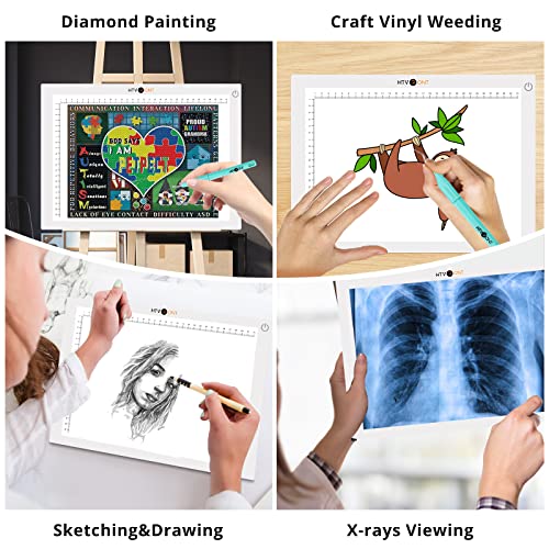 Htvront Portable A4 Led Bright Light Pad, Ultra-Thin & Adjustable Luminosity Light Board, Usb Powered White Light Box For Tracing, Weeding Vinyl, Weeding Tool, Diamond Painting, Sketching #TOP5