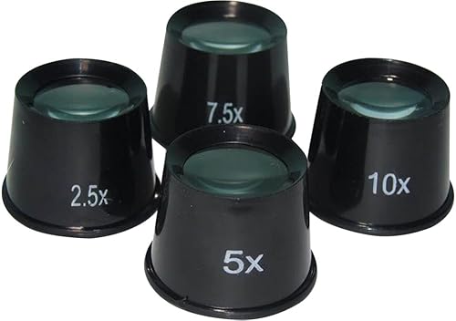 Miniatura 2 de Maximiza 4 lupas de joyero  Incluye 5X, 7.5X, 10X, 25X Power  Paquete de valor perfecto para joyeros profesionales, relojeros, coleccionistas de