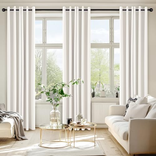 Image of MIULEE Blackout Curtains for Bedroom Living Room 2 Panels, Thermal Insulated Room Darkening Drapes Grommet Noise Reducing Light Blocking Window Treatments 72 Inches Long 34x72 Inch Ivory