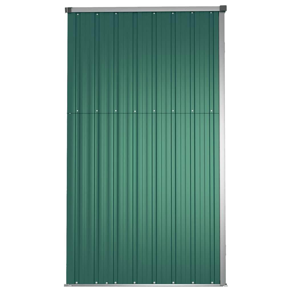 Casetta degli attrezzi verde, 161 x 89 x 161 cm, in acciaio zincato, per attrezzi da giardino, attrezzi e tosaerba, capanno richiudibile con tetto inclinato e vano portaoggetti