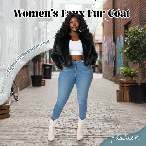 Fur Coat for Women,Faux Furry Long Sleeve Cropped Fluffy Jacket Open Front Coat Shaggy Warm Fall Winter Outerwear.3