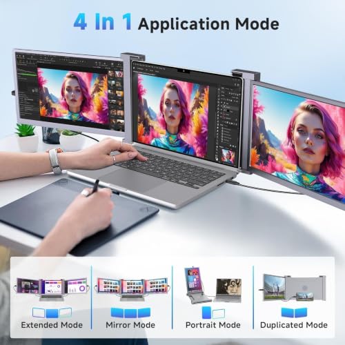 Image of Laptop Screen Extender, Triple Monitor for 15-17.3 inch Laptops | Portable 1080P IPS FHD display, plug & play via HDMI /USB-A, compatible with Mac /Windows /Chrome /Android,gray