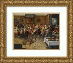ArtDirect Frans Francken the Younger 18x15 Gold Ornate Frame and Double Matted Museum Art Print Titled - The Parable of The Wedding Feast