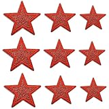 MISDONR 15pcs Red Star Iron On Patches, 3 Sizes Glitter Star Embroidered Patch Cute Applique DIY Decorative Accessories for Clothes Backpacks Jackets Hats