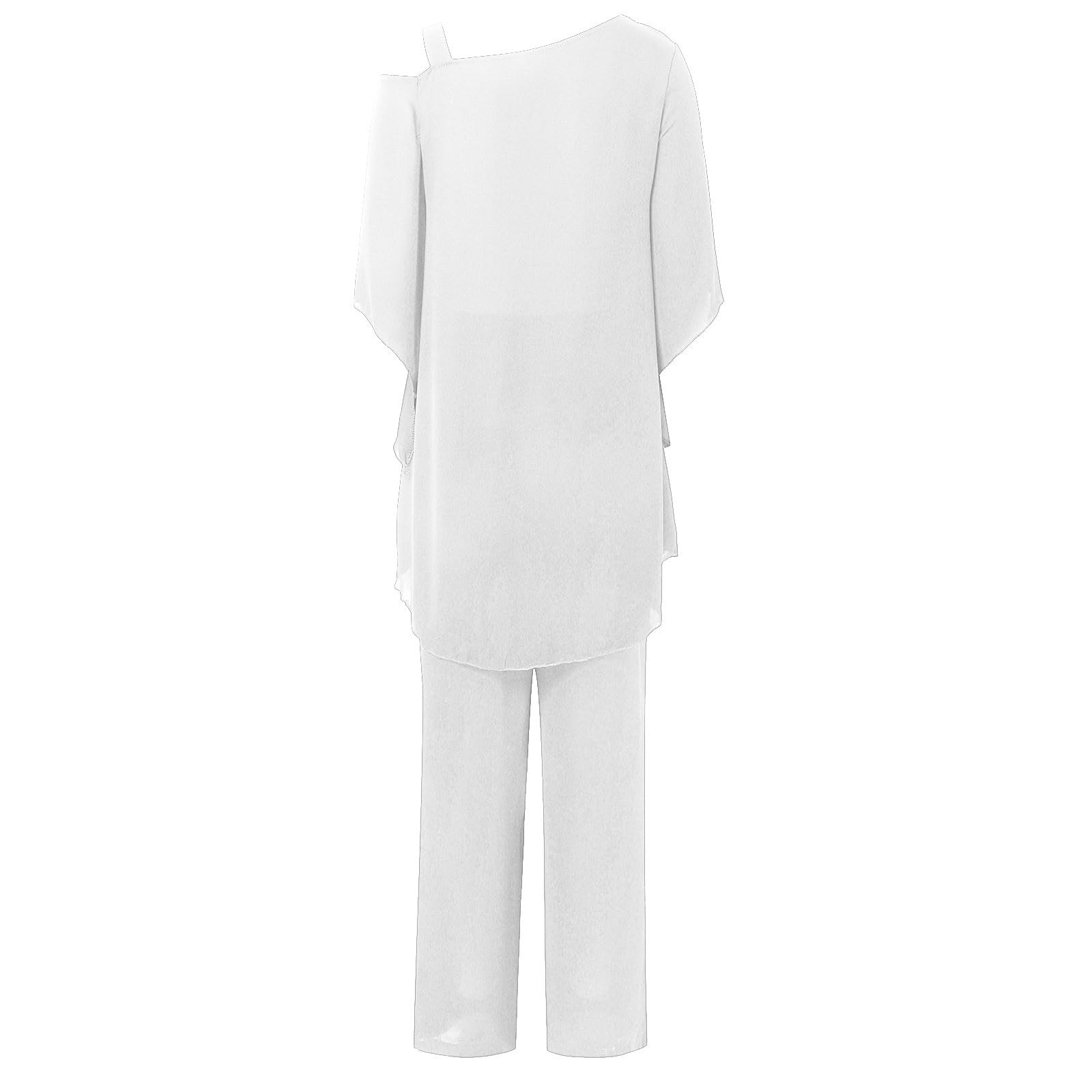 Damen Zweiteiler Set Elegante Unregelmäßige Schulter Casual Party Hoseanzug