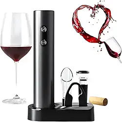 Abridor De Vinho Elétrico a pilha Saca Rolhas Automático 5 em 1 kit portátil com Decanter Cortador de Lacre Tampa a Vácuo e Base/estojo de Armazenamento ideal para presentear espumante adega