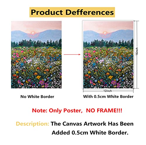 Wildflower Canvas Wall Art Colorful Floral Paintings Watercolor Floral Artwork Home Wall Decor Pink And Blue Flower Painting Spring Flower Pictures Abstract Floral Poster Print 12X16Inch No Frame #TOP4