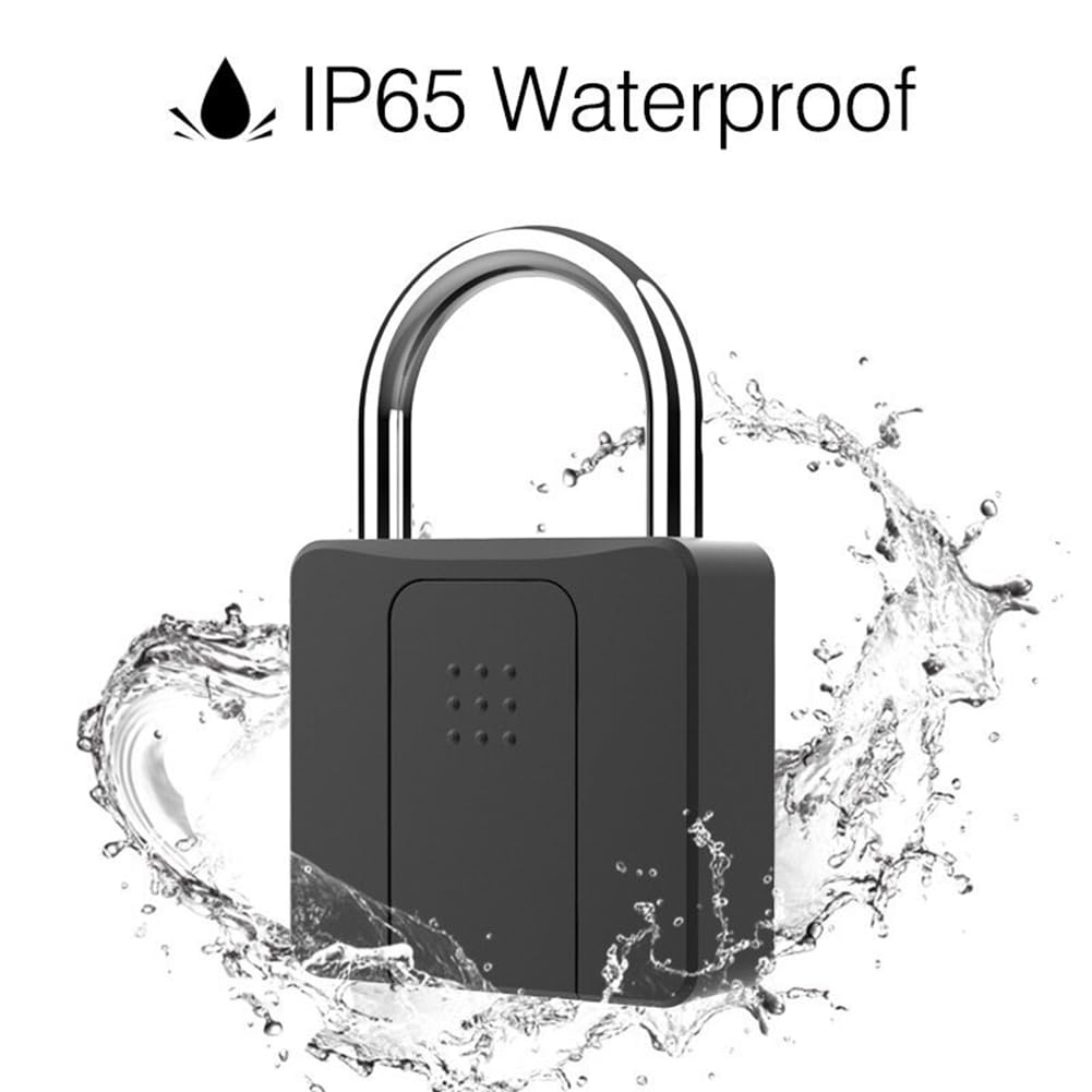 1 candado de almacén impermeable con aplicación de desbloqueo remoto, interfaz de carga USB, bloqueo antirrobo