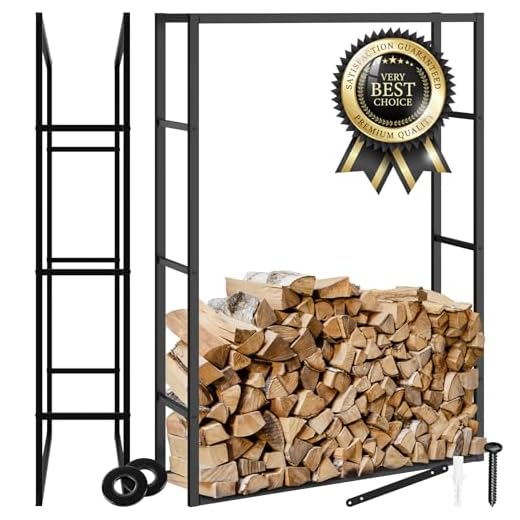TecTake® Leñero Interior y Exterior, Diseño Industrial, Estructura de Acero, Gran Espacio de Almacenamiento, Leñero Estable Protección Antivuelco, para Chimeneas y Estufas de Leña