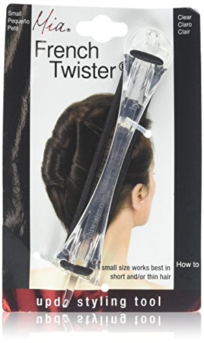 Mia French Twister Up-Do Hair Styling Tool Bun Maker for Women Teens Girls Dress Up Brides Short and/or Thin Hair - Small Size Clear