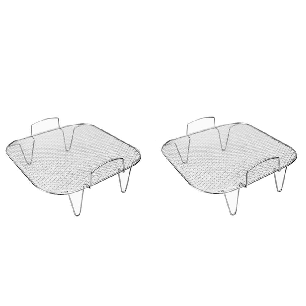 Aundhegrtt 2PCS Stainless Steel Air Fryer Grill Square Air Fryer Baking Rack Kitchen Appliance Parts