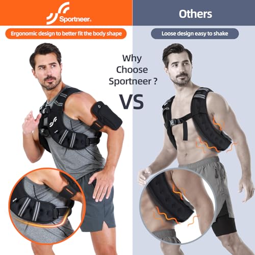 Sportneer Weighted Vest for Running Training 3.6 kg/ 5.4kg/ 6.8 kg/ 9kg/ 11kg Weight Vest with Reflective Stripe Running Vest for Workout Strength Training Fitness Muscle Building Weight - Image 5