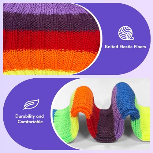 Rainbow Leg Warmers 80s Women, Cute Neon Leg Warmers for Girls, Ribbed Knit Leg Warmer Pack for 80s Eighty's Party Sports Yoga4