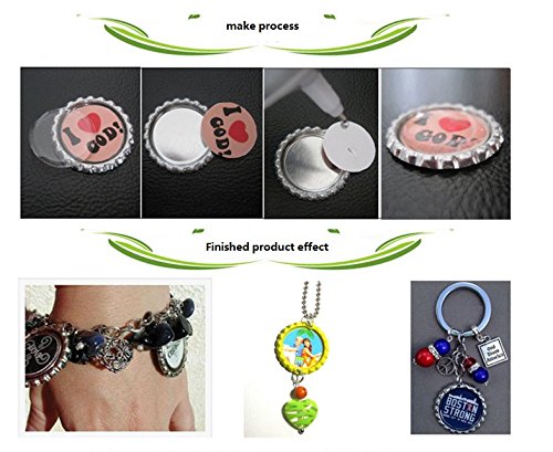 Rutich 200 Pcs Flat Decorative Bottle Cap Craft Bottle Stickers Double Sideds Printed For Hair Bows, Diy Pendants Or Craft Scrapbooks Black #TOP4