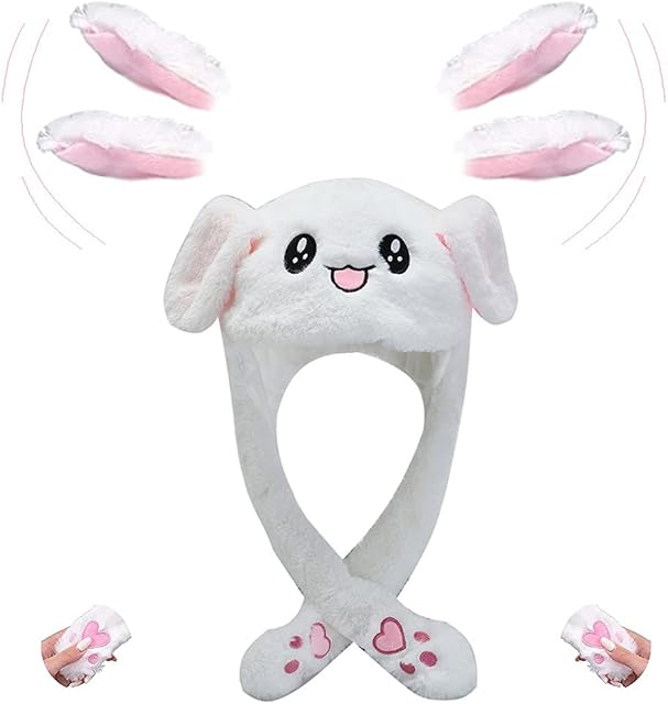 Pink Plush Bunny Hat, Bunny Hat Moving Ears, Interesting Airbag Rabbit Cap, Tricky funny hat, Best gift for Christmas, Parties, Birthday Parties, WeddingsUnisex
