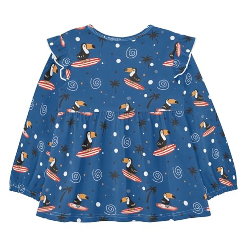 Toucan Surfing Girls Shirts Cotton Long Sleeve Ruffle Toddler Tee Tops2