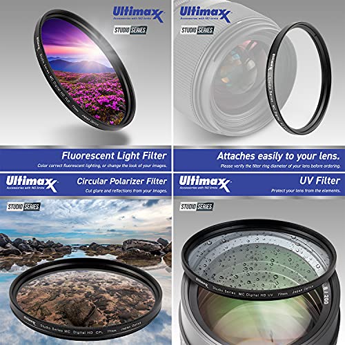 Ultimaxx 55MM Lens Filter Kit with Telephoto, Wide Angle, Macro Lenses & Other Accessories for DSLR Cameras